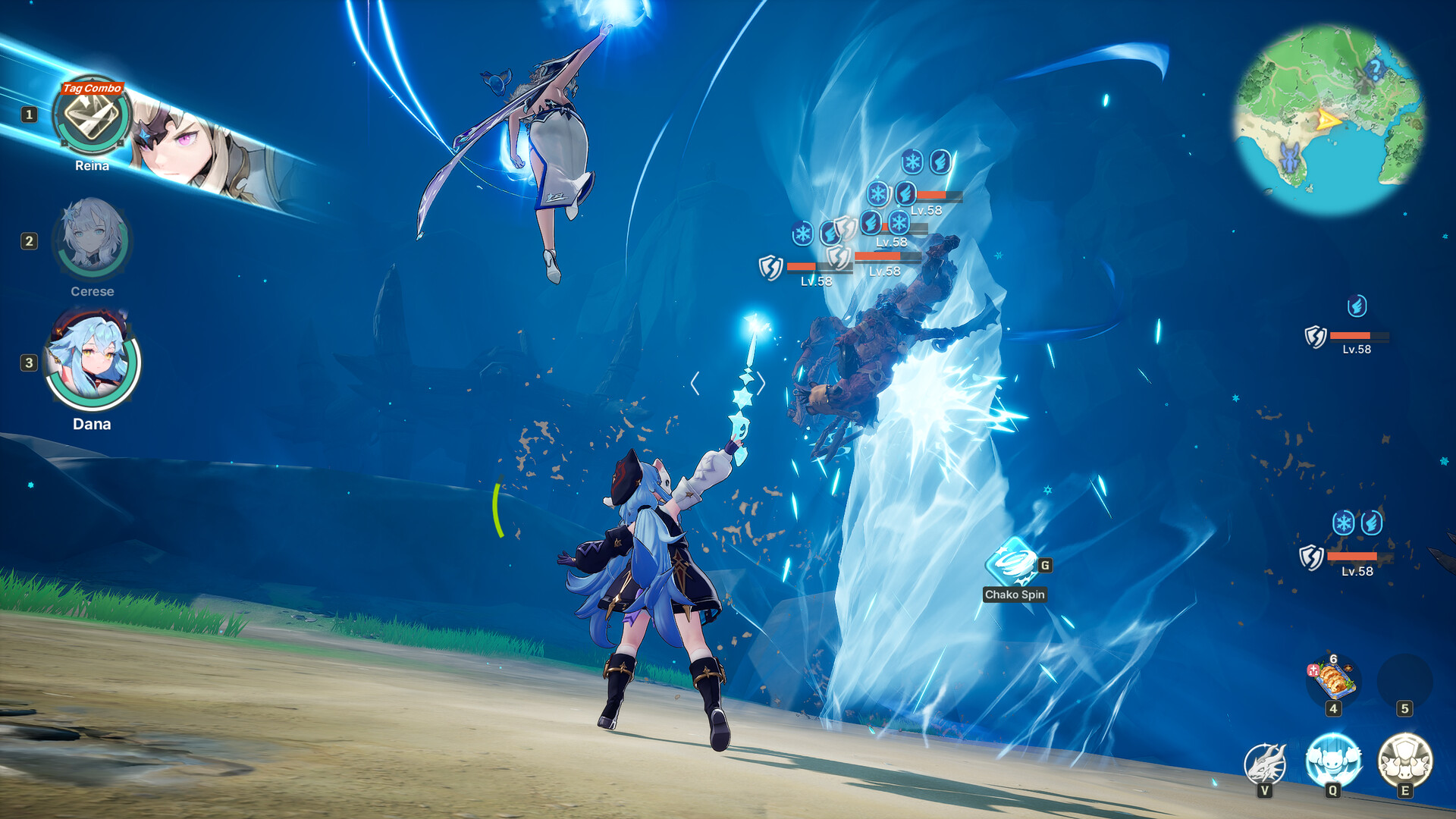 DragonSword Awakening combat interface during an icy battle